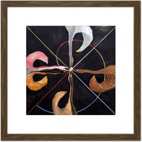 Artery8 Hilma Af Klint Group Ix Suw The Swan No 7 Abstract 8X8 Inch Square Wooden Framed Wall Art Print Picture with Mount in Brown