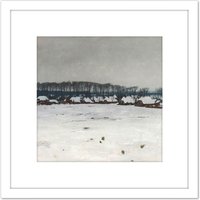 Artery8 Van Ruisdael Winter Landscape Snow Trees Painting 8X8 Inch Square Wooden Framed Wall Art Print Picture with Mount in White