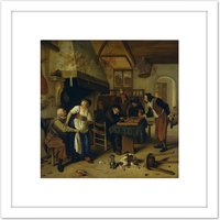 Artery8 Steen Backgammon Known Two Kinds Of Games Painting 8X8 Inch Square Wooden Framed Wall Art Print Picture with Mount in White