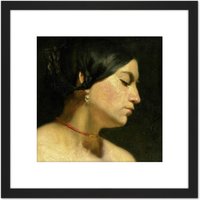 Artery8 Jan Van Scorel Mary Magdalene Woman Face Painting 8X8 Inch Square Wooden Framed Wall Art Print Picture with Mount in Black