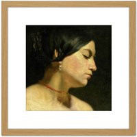 Artery8 Jan Van Scorel Mary Magdalene Woman Face Painting 8X8 Inch Square Wooden Framed Wall Art Print Picture with Mount in Light Oak