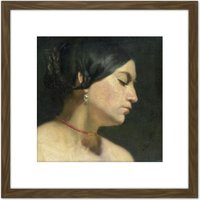 Artery8 Lawrence Alma Tadema Mary Magdalene Woman Face 8X8 Inch Square Wooden Framed Wall Art Print Picture with Mount in Brown