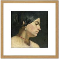 Artery8 Lawrence Alma Tadema Mary Magdalene Woman Face 8X8 Inch Square Wooden Framed Wall Art Print Picture with Mount in Light Oak