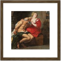 Artery8 Peter Paul Rubens Cimon & Pero Roman Charity 8X8 Inch Square Wooden Framed Wall Art Print Picture with Mount in Brown