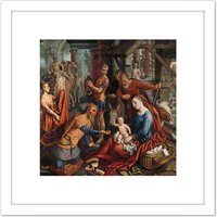 Artery8 Pieter Aertsen The Adoration Of The Magi Aertsen 8X8 Inch Square Wooden Framed Wall Art Print Picture with Mount in White