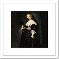 Artery8 Rembrandt Oopjen Coppit Portrait Woman Life Drawing 8X8 Inch Square Wooden Framed Wall Art Print Picture with Mount in White
