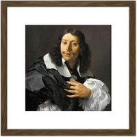 Artery8 Rembrandt Van Rijn Selfportrait Life Drawing 8X8 Inch Square Wooden Framed Wall Art Print Picture with Mount in Brown