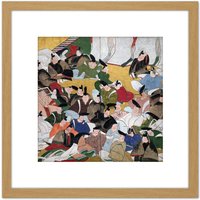 Artery8 Kagei 36 Thirty Six Immortal Japan Poets 8X8 Inch Square Wooden Framed Wall Art Print Picture with Mount in Light Oak