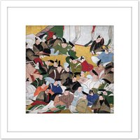 Artery8 Kagei 36 Thirty Six Immortal Japan Poets 8X8 Inch Square Wooden Framed Wall Art Print Picture with Mount in White