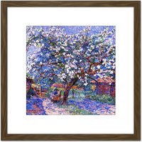 Artery8 Koster Flower Tree In Garden 1916 Painting 8X8 Inch Square Wooden Framed Wall Art Print Picture with Mount in Brown
