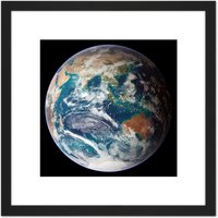 Artery8 Blue Marble Earth Eastern Hemisphere Photograph 8X8 Inch Square Wooden Framed Wall Art Print Picture with Mount in Black
