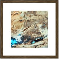 Artery8 Dasht-E Kavir Salt Desert Satellite Image 8X8 Inch Square Wooden Framed Wall Art Print Picture with Mount in Brown