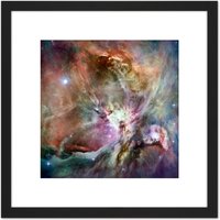 Artery8 Orion Nebula Spitzer Space Photograph 8X8 Inch Square Wooden Framed Wall Art Print Picture with Mount in Black