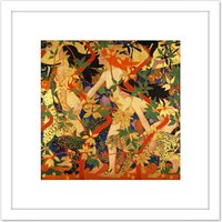 Artery8 Burns Hunt Diana Nymphs Goddess 1926 Painting 8X8 Inch Square Wooden Framed Wall Art Print Picture with Mount in White