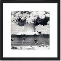 Artery8 Atomic Bomb Test Operation Crossroads Photograph 8X8 Inch Square Wooden Framed Wall Art Print Picture with Mount in Black