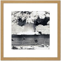 Artery8 Atomic Bomb Test Operation Crossroads Photograph 8X8 Inch Square Wooden Framed Wall Art Print Picture with Mount in Light Oak
