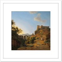 Artery8 Knip Gulf Naples Island Ischia In Distance Painting 8X8 Inch Square Wooden Framed Wall Art Print Picture with Mount in White