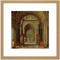 Artery8 De Giselaer Archangel Gabriel Appearing Zacharias 8X8 Inch Square Wooden Framed Wall Art Print Picture with Mount in Light Oak