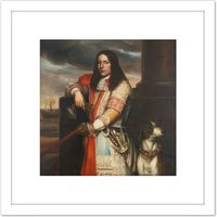 Artery8 Lievens Vice Admiral Angel De Ruyter 8X8 Inch Square Wooden Framed Wall Art Print Picture with Mount in White