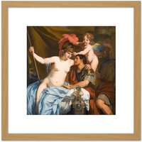 Artery8 Gerard De Lairesse Odysseus & Calypso Painting 8X8 Inch Square Wooden Framed Wall Art Print Picture with Mount in Light Oak