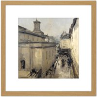 Artery8 Vollon View Church Of Notre Dame De Lorette Paris 8X8 Inch Square Wooden Framed Wall Art Print Picture with Mount in Light Oak