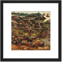 Artery8 The Saint Elizabeths Day Flood Painting 8X8 Inch Square Wooden Framed Wall Art Print Picture with Mount in Black
