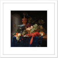 Artery8 Pieter De Ring Still Life Golden Goblet Painting 8X8 Inch Square Wooden Framed Wall Art Print Picture with Mount in White