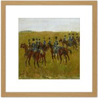 Artery8 Breitner Artillery Maneuver Army Horse Painting 8X8 Inch Square Wooden Framed Wall Art Print Picture with Mount in Light Oak