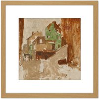 Artery8 Breitner Street in Montmartre Paris Painting 8X8 Inch Square Wooden Framed Wall Art Print Picture with Mount in Light Oak