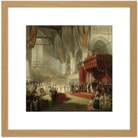 Artery8 Pieneman Inauguration King William II Amsterdam 8X8 Inch Square Wooden Framed Wall Art Print Picture with Mount in Light Oak