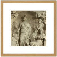 Artery8 De Lairesse Allegory Of Sciences 8X8 Inch Square Wooden Framed Wall Art Print Picture with Mount in Light Oak