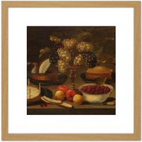 Artery8 Beert Still Life Fruit 8X8 Inch Square Wooden Framed Wall Art Print Picture with Mount in Light Oak