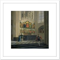 Artery8 De Noter Ghent Altarpiece Van Eyck Brothers 8X8 Inch Square Wooden Framed Wall Art Print Picture with Mount in White