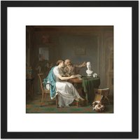 Artery8 Moritz The Drawing Lesson 8X8 Inch Square Wooden Framed Wall Art Print Picture with Mount in Black