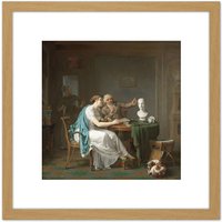 Artery8 Moritz The Drawing Lesson 8X8 Inch Square Wooden Framed Wall Art Print Picture with Mount in Light Oak