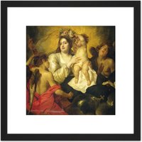 Artery8 Bosschaert Apotheosis The Virgin 8X8 Inch Square Wooden Framed Wall Art Print Picture with Mount in Black