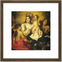 Artery8 Bosschaert Apotheosis The Virgin 8X8 Inch Square Wooden Framed Wall Art Print Picture with Mount in Brown