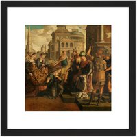 Artery8 Van Scorel Solomon Queen Sheba 8X8 Inch Square Wooden Framed Wall Art Print Picture with Mount in Black