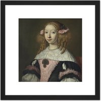 Artery8 Van Der Helst Portrait Adriana Hinlopen 8X8 Inch Square Wooden Framed Wall Art Print Picture with Mount in Black