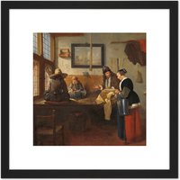 Artery8 Van Brekelenkam The Tailor's Workshop Painting 8X8 Inch Square Wooden Framed Wall Art Print Picture with Mount in Black
