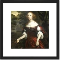 Artery8 Verelst Portrait Woman 8X8 Inch Square Wooden Framed Wall Art Print Picture with Mount in Black