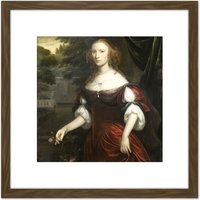 Artery8 Verelst Portrait Woman 8X8 Inch Square Wooden Framed Wall Art Print Picture with Mount in Brown