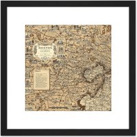 Artery8 1938 Ernest Dudley Chase Map Boston Massachusetts 8X8 Inch Square Wooden Framed Wall Art Print Picture with Mount in Black