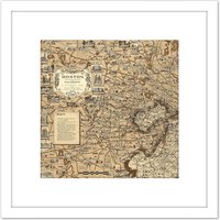 Artery8 1938 Ernest Dudley Chase Map Boston Massachusetts 8X8 Inch Square Wooden Framed Wall Art Print Picture with Mount in White
