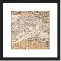 Artery8 1960 Ernest Dudley Chase Map Wellesley Massachusetts 8X8 Inch Square Wooden Framed Wall Art Print Picture with Mount in Black