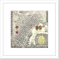 Artery8 Map Curtis 1930 Creole City New Orleans 8X8 Inch Square Wooden Framed Wall Art Print Picture with Mount in White