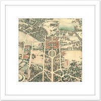 Artery8 Map Farmer 1934 Stanford University Birds Eye 8X8 Inch Square Wooden Framed Wall Art Print Picture with Mount in White