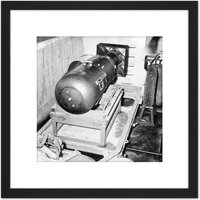 Artery8 USA Atomic Bomb Little Boy Before Hiroshima 1945 8X8 Inch Square Wooden Framed Wall Art Print Picture with Mount in Black