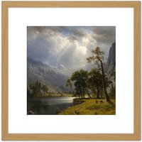 Artery8 Bierstadt Mount Starr King Yosemite 8X8 Inch Square Wooden Framed Wall Art Print Picture with Mount in Light Oak
