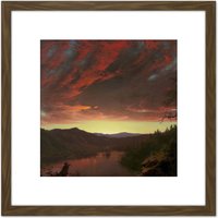 Artery8 Church Twilight In The Wilderness 8X8 Inch Square Wooden Framed Wall Art Print Picture with Mount in Brown